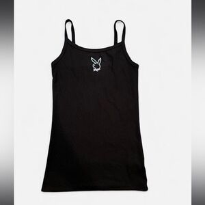 Playboy Bunny Black Ribbed Tank Top